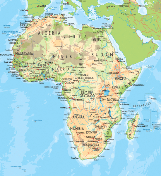 physical map of central african republic. map of chad in africa. map