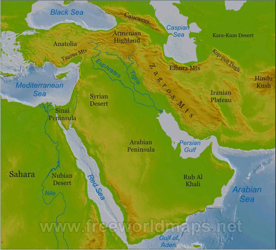 physical maps of nicaragua. Middle East Physical Map