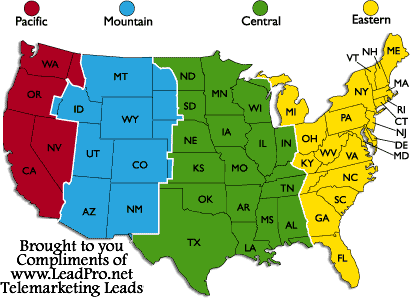 United States Time Zones Chart